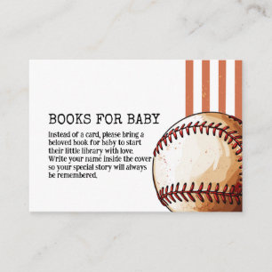 Vintage Baseball Baby Shower Books for Baby Enclosure Card