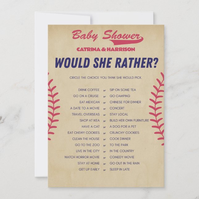 Vintage Baseball Baby Shower Game - Editable Name, Invitation (Front)
