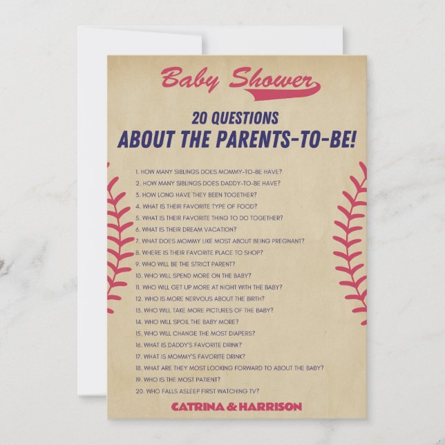 Vintage Baseball Baby Shower Game - Editable Name, Invitation (Front)