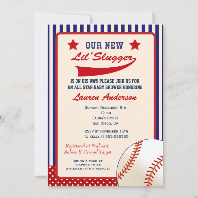 Vintage Baseball Baby Shower Invitation (Front)