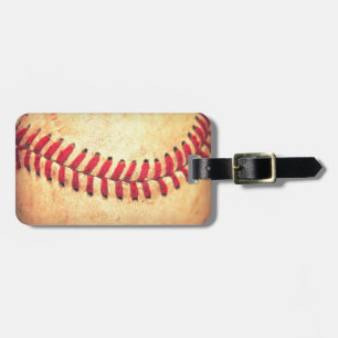 Vintage baseball ball luggage tag