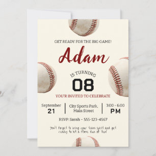 Vintage Baseball Birthday Celebration Invitation