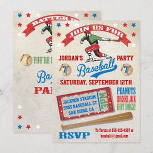 Vintage Baseball birthday party invitations
