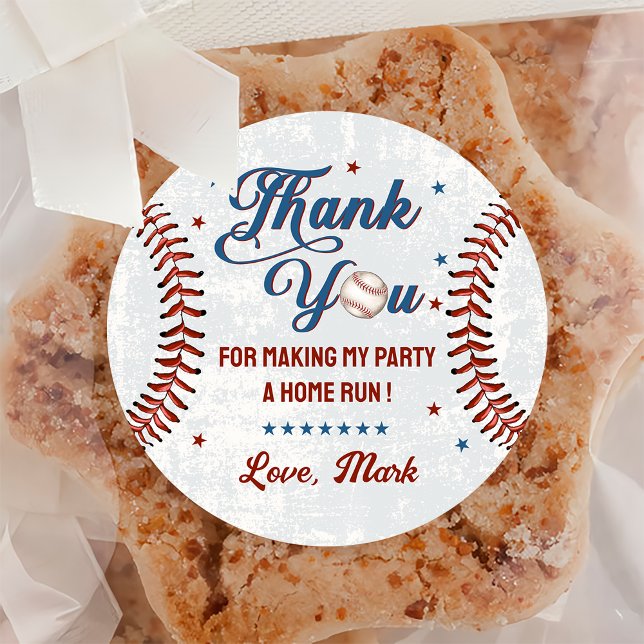 Vintage Baseball Birthday Party Sticker (Creator Uploaded)