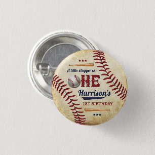 Vintage Baseball Boys 1st Birthday 3 Cm Round Badge