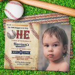 Vintage Baseball Boys 1st Birthday Photo Invitation<br><div class="desc">Celebrate in style with these trendy birthday invitations. The design is easy to personalise with your special event wording and your guests will be thrilled when they receive these fabulous invites.</div>