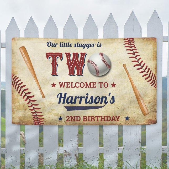 Vintage Baseball Boys 2nd Birthday Welcome Banner (Creator Uploaded)