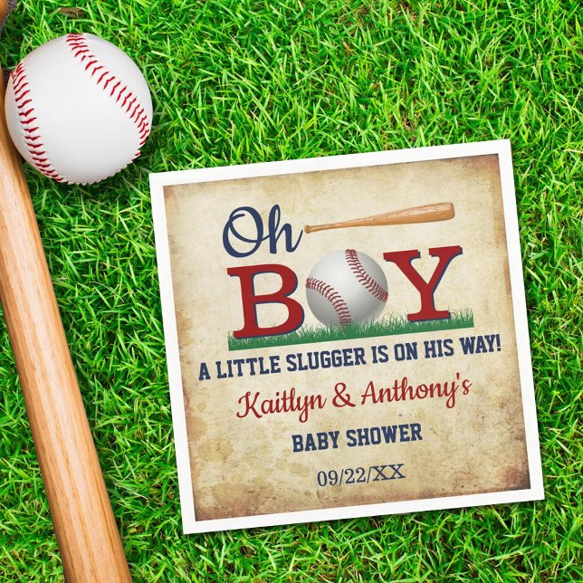Vintage Baseball Boys Baby Shower Napkins (Creator Uploaded)