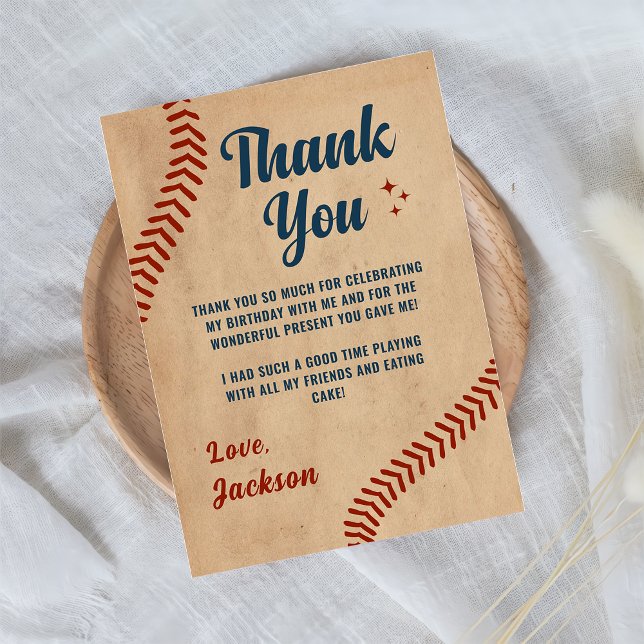 Vintage Baseball Boys Birthday Thank You Card (Creator Uploaded)