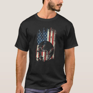 Vintage Baseball Catcher American Flag Usa Patriot T-Shirt