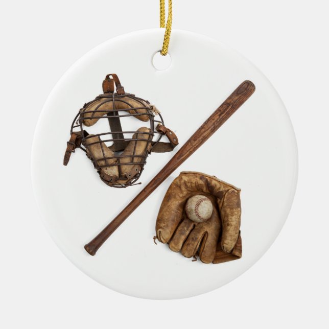 Vintage Baseball Ceramic Tree Decoration (Front)