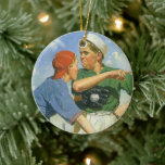 Vintage Baseball, Children, Boys Playing Sports<br><div class="desc">Vintage illustration children sports image with two kids (umpire and catcher) playing baseball and having a disagreement. The boys are arguing over over whether a player was safe or out!</div>
