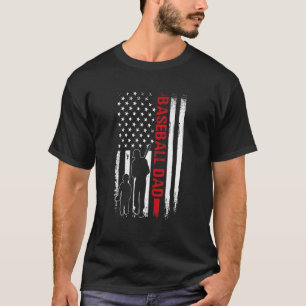 Vintage Baseball Dad American Flag Fathers Day T-Shirt