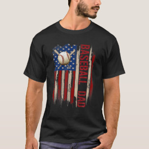 Vintage Baseball Dad American USA Flag Sports Gift T-Shirt