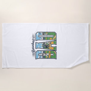 Vintage Baseball Dad Engraved Letter Shirt Design_ Beach Towel