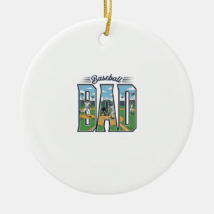 Vintage Baseball Dad Engraved Letter Shirt Design_ Ceramic Tree Decoration