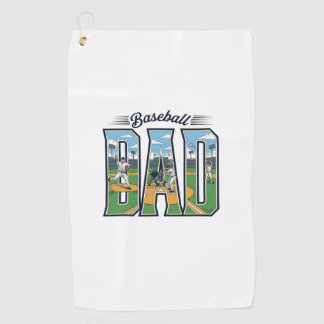 Vintage Baseball Dad Engraved Letter Shirt Design_ Golf Towel