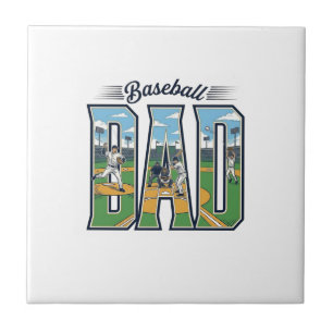 Vintage Baseball Dad Engraved Letter Shirt Design_ Tile
