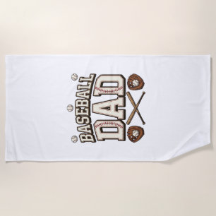 Vintage Baseball Dad Father’s Day Beach Towel