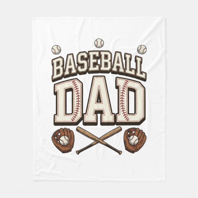 Vintage Baseball Dad Father’s Day Fleece Blanket (Front)