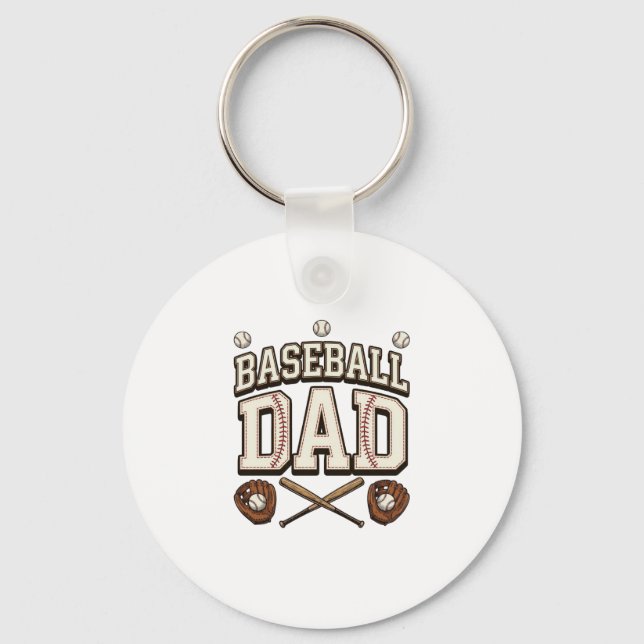 Vintage Baseball Dad Father’s Day Key Ring (Front)