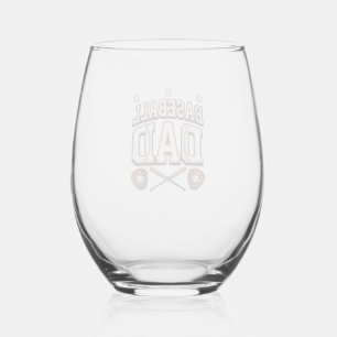 Vintage Baseball Dad Father’s Day Stemless Wine Glass