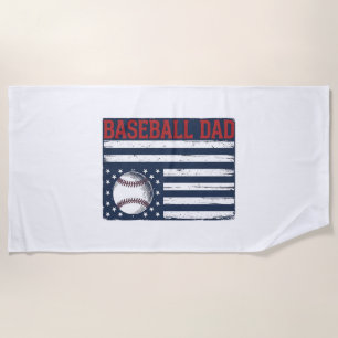 Vintage Baseball Dad Flag Shirt Design_1 Beach Towel