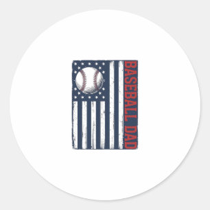 Vintage Baseball Dad Flag Shirt Design_1 Classic Round Sticker