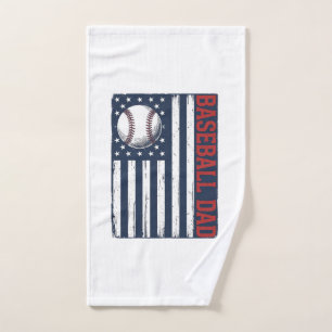 Vintage Baseball Dad Flag Shirt Design_1 Hand Towel