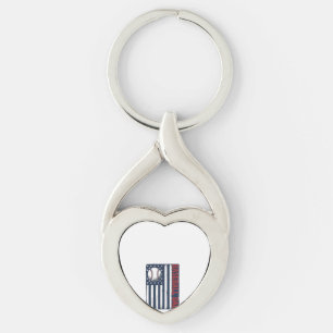 Vintage Baseball Dad Flag Shirt Design_1 Key Ring