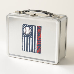 Vintage Baseball Dad Flag Shirt Design_1 Metal Lunch Box