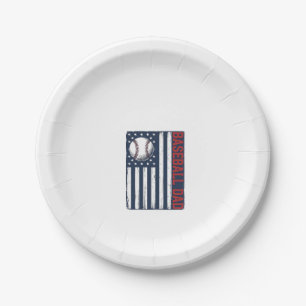 Vintage Baseball Dad Flag Shirt Design_1 Paper Plate
