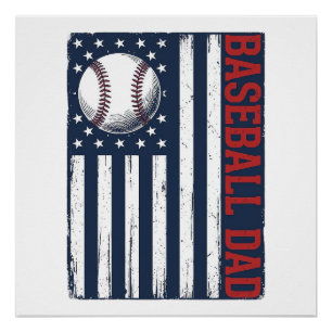 Vintage Baseball Dad Flag Shirt Design_1 Poster