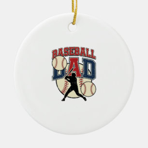 Vintage Baseball Dad Shirt Design_1 Ceramic Tree Decoration