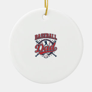 Vintage Baseball Dad Shirt Design_1 Ceramic Tree Decoration