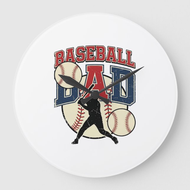 Vintage Baseball Dad Shirt Design_1 Large Clock (Front)
