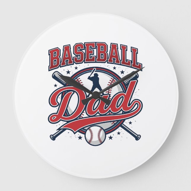 Vintage Baseball Dad Shirt Design_1 Large Clock (Front)