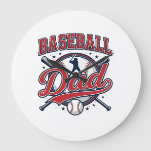 Vintage Baseball Dad Shirt Design_1 Large Clock