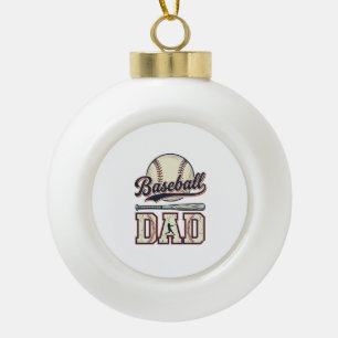 Vintage Baseball Dad Vector Shirt Design_1 Ceramic Ball Christmas Ornament