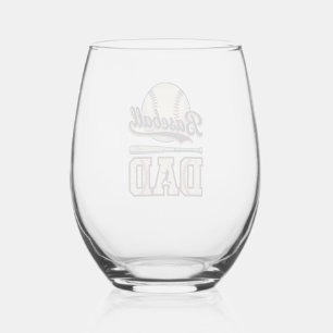 Vintage Baseball Dad Vector Shirt Design_1 Stemless Wine Glass
