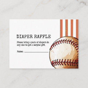Vintage Baseball Diaper Raffle Baby Shower Enclosure Card