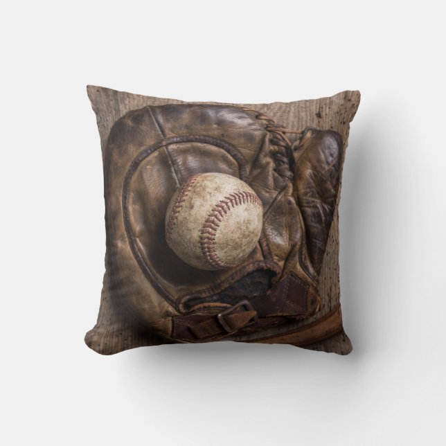 Vintage Baseball Equipment Cushion (Front)