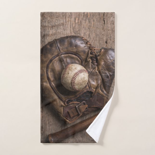 Vintage Baseball Equipment Hand Towel (Hand Towel)