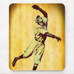 Vintage Baseball Fielder Mouse Pad
