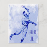 Vintage Baseball Fielder Thank You Postcard