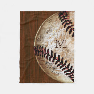 Vintage Baseball Fleece Blanket with Monogram