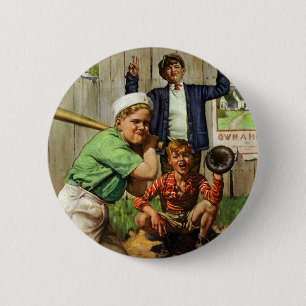 Vintage Baseball Game, Children Boys Sports Player 6 Cm Round Badge