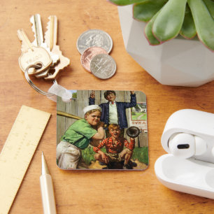 Vintage Baseball Game, Children Boys Sports Player Key Ring