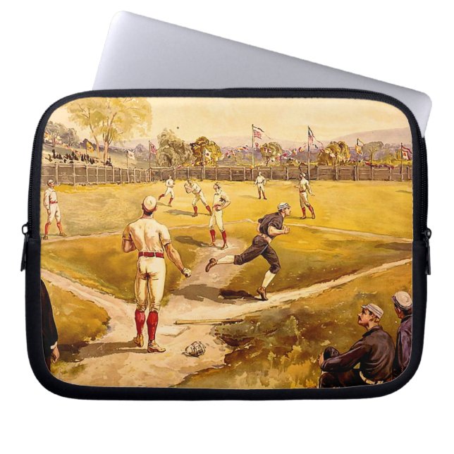 Vintage Baseball Game Laptop Sleeve (Front)