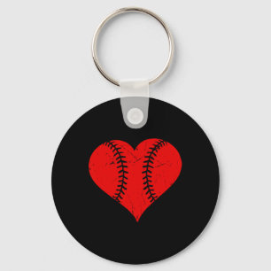 Vintage Baseball Heart Valentine's Day Boys Girls  Key Ring